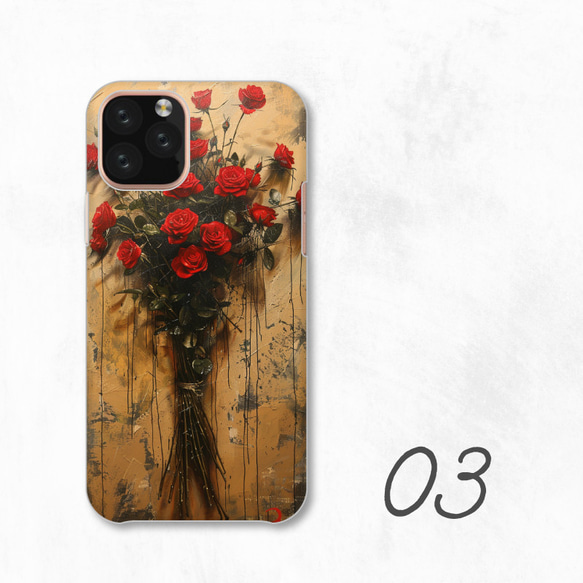 復古花卉圖案玫瑰復古藝術智慧型手機保護殼相容於所有型號後背式硬殼 NLFT-HARD-a260 第5張的照片
