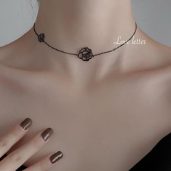 キラキラハートリボンピンクビジューネックレス 韓国 量産型 地雷