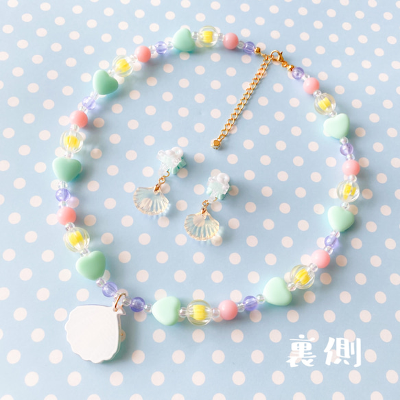 little princess＊ shell pop - purple × green キッズアクセサリー セット 海 6枚目の画像