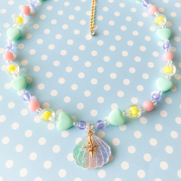 little princess＊ shell pop - purple × green キッズアクセサリー セット 海 4枚目の画像