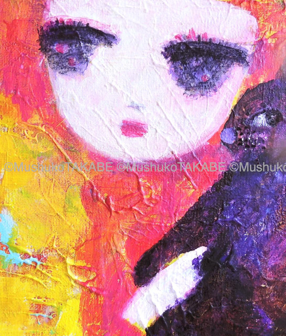 [あの子と猫] #painting #原画 #アート #絵画 3枚目の画像