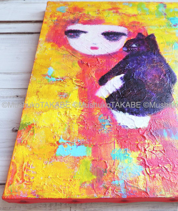 [あの子と猫] #painting #原画 #アート #絵画 2枚目の画像