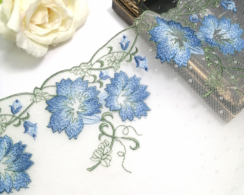 新品　東京事変　チュール刺繍　レース生地　2メートル　スクープ生地 経典 新品 東京事変 チュール刺繍 レース生地 2メートル