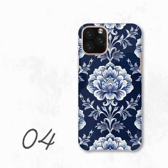 花藍色花卉圖案優雅現代智慧型手機保護殼相容於所有型號後背式硬殼 NLFT-HARD-a265 第6張的照片