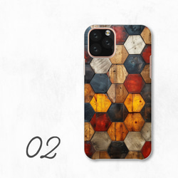 現代木紋彩色圖案藝術智慧型手機保護殼相容於所有型號後背式硬殼 NLFT-HARD-a267 第4張的照片