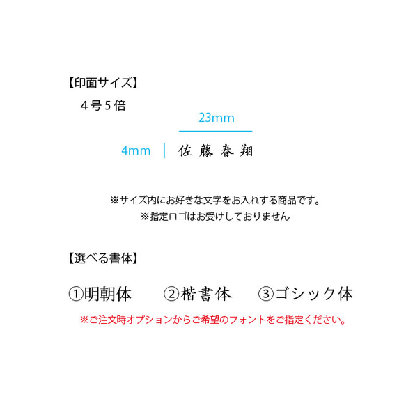 【オーダー】氏名印【４号５倍】 2枚目の画像