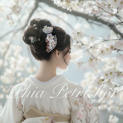 簪 和 K24GP 桜 かんざし バチ型 パール 簪 着物 髪飾り 留袖 着物 成人式 結婚式 卒業式 4枚目の画像