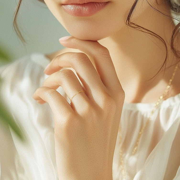 【再販×２】冬のおしゃれに♡華奢 可愛い K18 極細 リング✨普段使い スキンジュエリー〈10〉