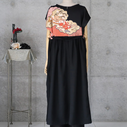 黒留ワンピース   フリーサイズ　 　着物リメイク　 kimono 6枚目の画像