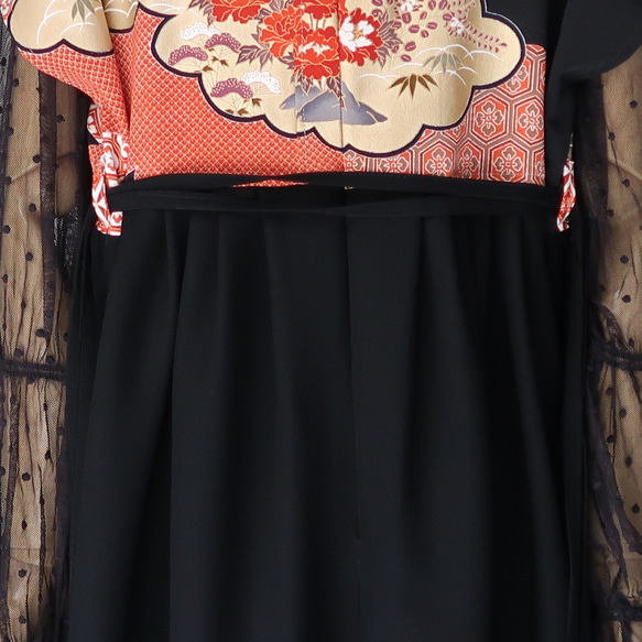 黒留ワンピース   フリーサイズ　 　着物リメイク　 kimono 7枚目の画像