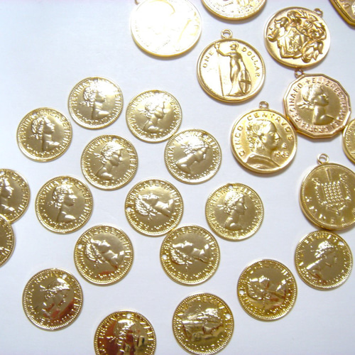コインパーツ ヴィンテージ品 金貨パーツ 穴あき ゴールド ワン 