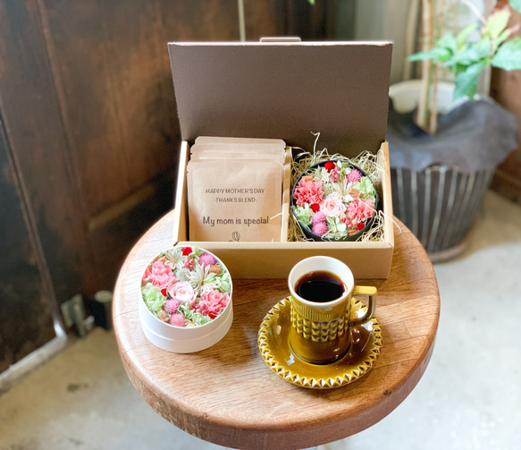 母の日限定［Coffee & Flower SET］母の日ドリップバッグ/ボックスフラワーアレンジ 6枚目の画像