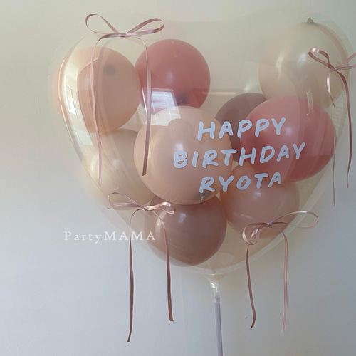 りぼんのハートスティックバルーン【土台付き】 バルーンイン