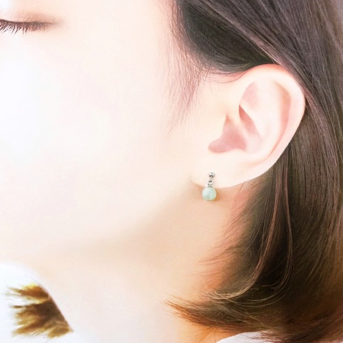 タイムセール 半額 ヒスイ 翡翠 シンプル 一粒 SV925 誕生石 5月 シルバー ピアス アクセサリー