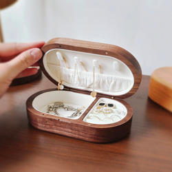 木製ジュエリーボックス、耳飾り、リング、ネックレス、ブレスレットの収納ボックスです。軽量で持ち運びに便利な小型の旅行用ジ 6枚目の画像