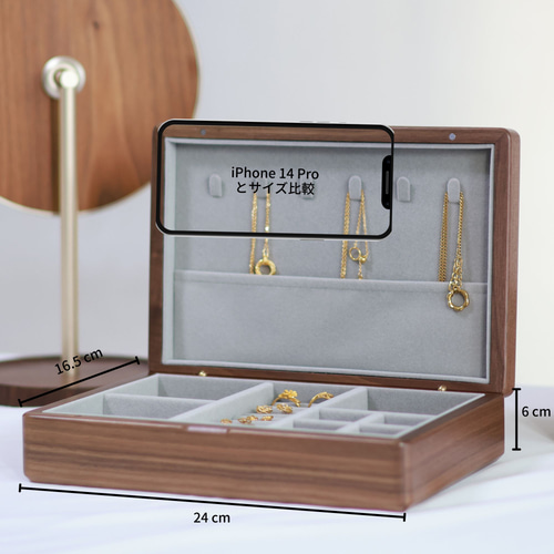 プレゼント対応】無垢材 大容量ジュエリーボックス｜結婚祝い・記念日に｜名入れサービス その他アクセサリー HanSimon木工 通販  17478288｜Creema(クリーマ) ジュエリーボックス 大容量 PUレザー 引き出し式 卓上収納 イヤリング・リング・ネックレス用 結婚祝い ギフト対応 (ピンク)