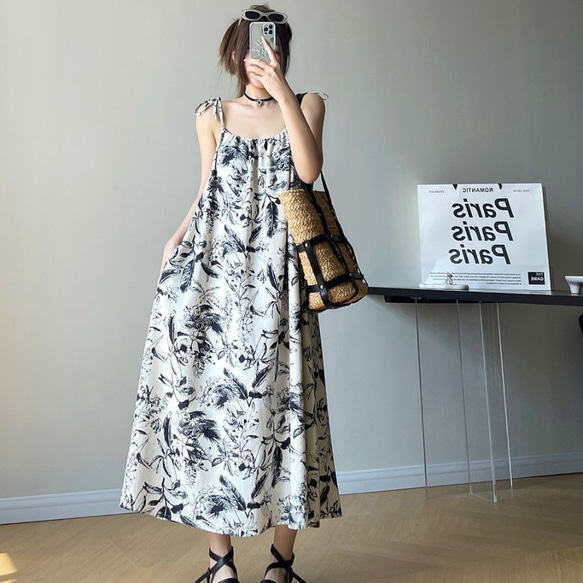 キャミソールスカート 女性用 2024 夏季 新作 カジュアル ファッション ワンピース WFD28 3枚目の画像
