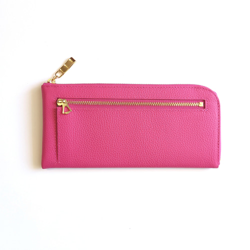 ロンシャン 長財布 ピンク L字ファスナー 美品 軽くて薄い！L字ファスナー長財布(フューシャピンク)14枚カード