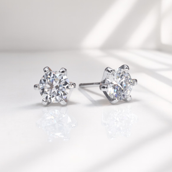 モアサナイト 4mm ピアス｜Dカラー VVS1 H&C｜一粒スタッド 2枚目の画像