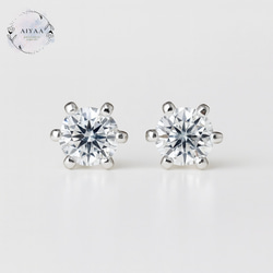 モアサナイト 4mm ピアス｜Dカラー VVS1 H&C｜一粒スタッド 1枚目の画像