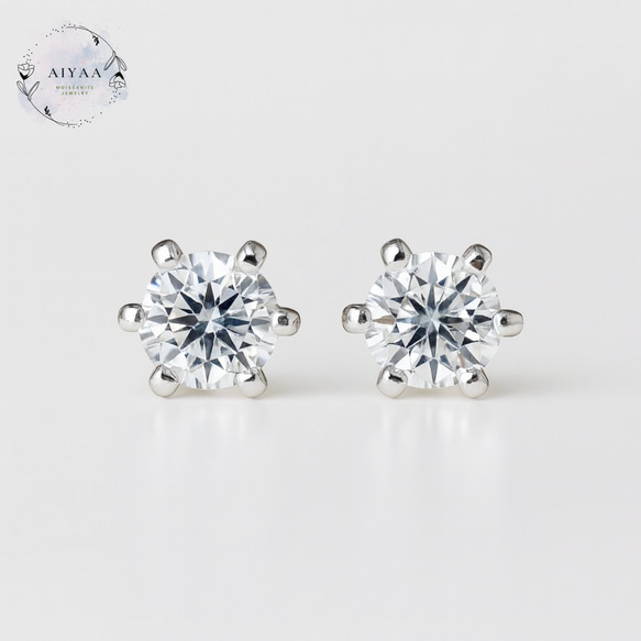 モアサナイト 4mm ピアス｜Dカラー VVS1 H&C｜一粒スタッド 1枚目の画像