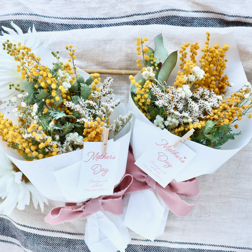 母の日ギフト予約専用！】春色ミモザと小花の小さなドライフラワー  