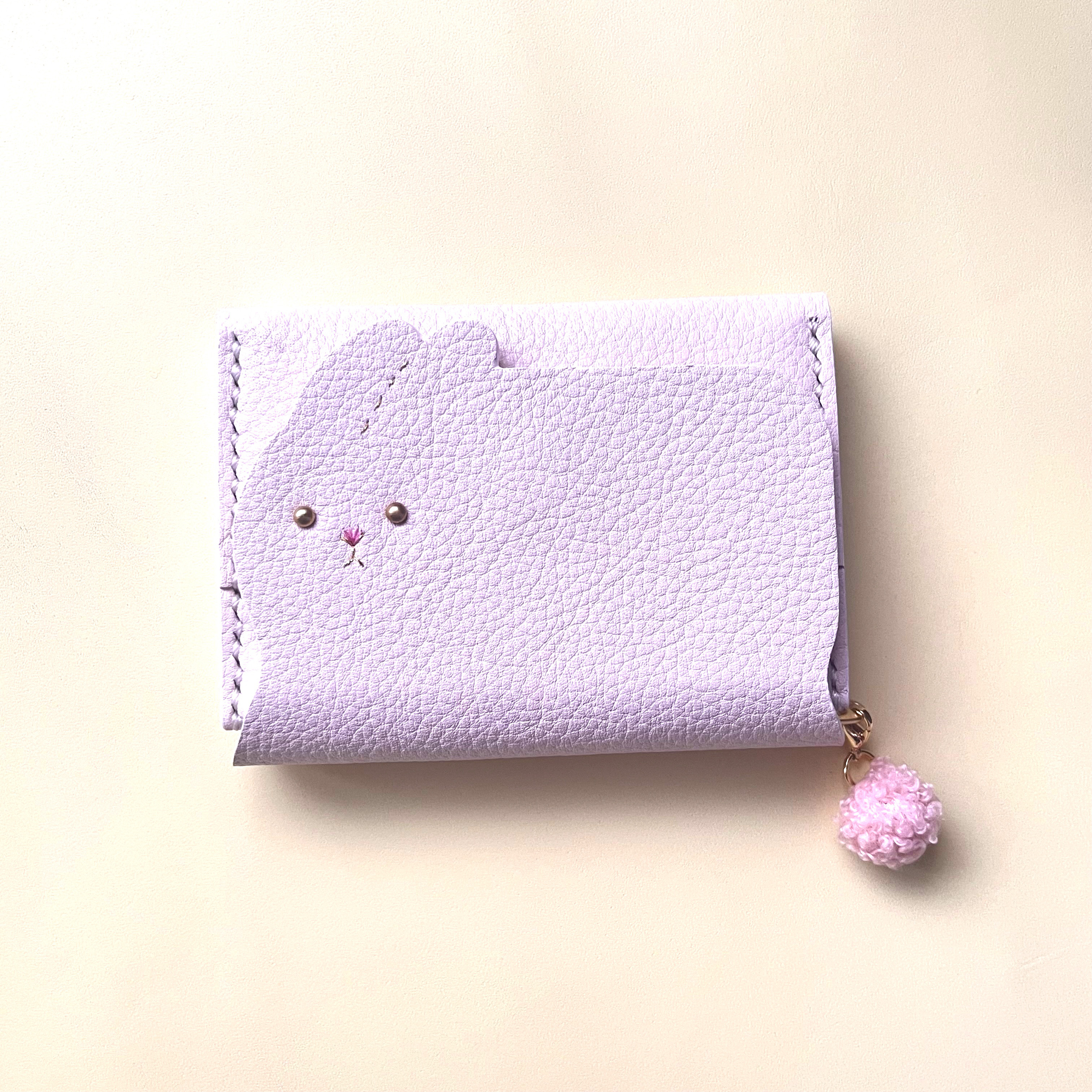 【受注制作】うさぎさん ミニ財布   イタリアンレザー・ベビーピンク