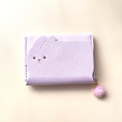 【受注制作】うさぎさん ミニ財布 シュリンクレザー　ベビーピンク 1枚目の画像