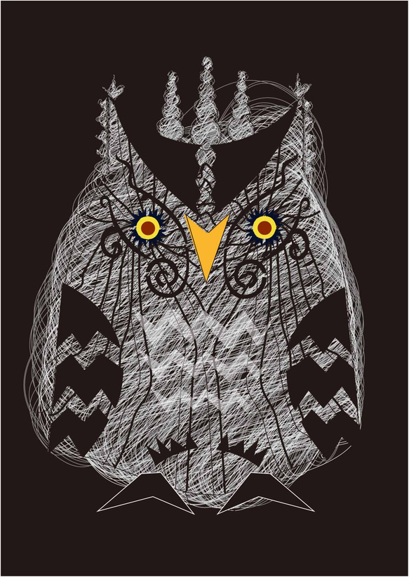 デジタル版画「北欧フクロウⅡ」A4 イラスト キャンドルアート 通販