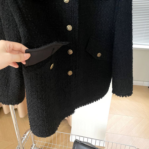 Long Tweed Jacket ロングツイードジャケット ブラック38