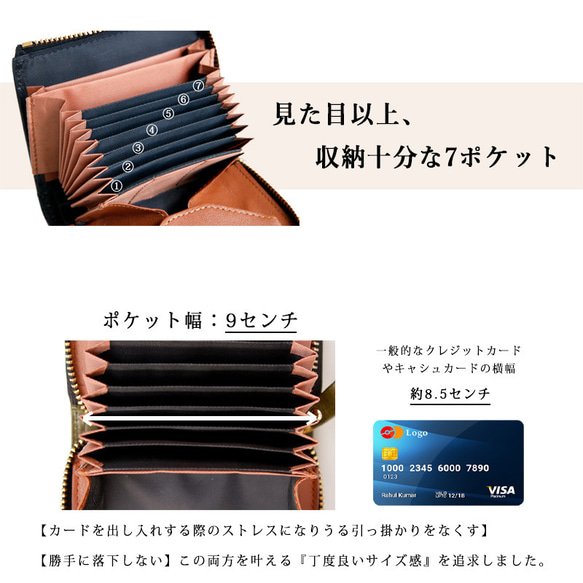 新型モデル【SATTO L】小さいのにお札が折れない！Lファス型最小に挑む栃木レザーミニ財布 スキミング防止5color 10枚目の画像