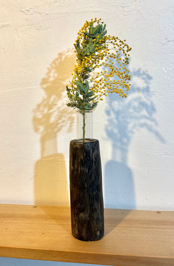 天然木の花瓶 ケヤキ 小 ブラック No,90 3枚目の画像