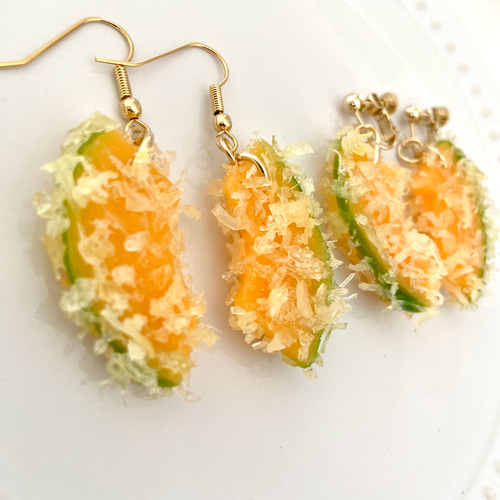 ミニサイズ！選べる！ 海老天orかぼちゃ天 ピアスorイヤリング 食品