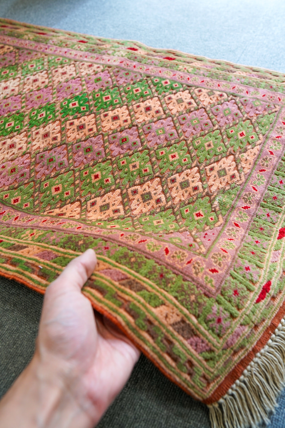 92×65cm【アフガニスタン の マシュワニ手織り キリム 手織り絨毯】 アフガニスタン