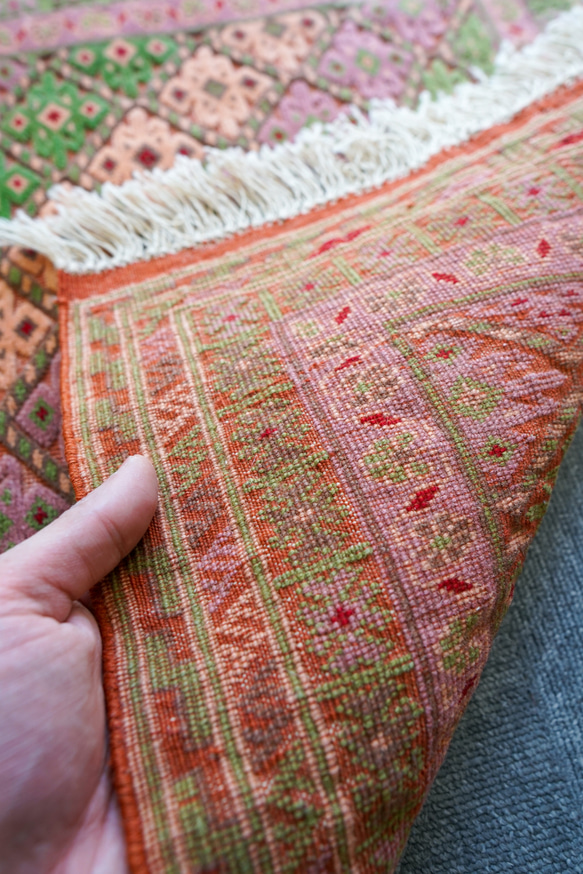 92×65cm【アフガニスタン の マシュワニ手織り キリム 手織り絨毯】 4枚目の画像