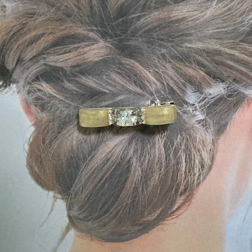 半透明 ラメ シェル パール ヘアクリップ レジン ヘア