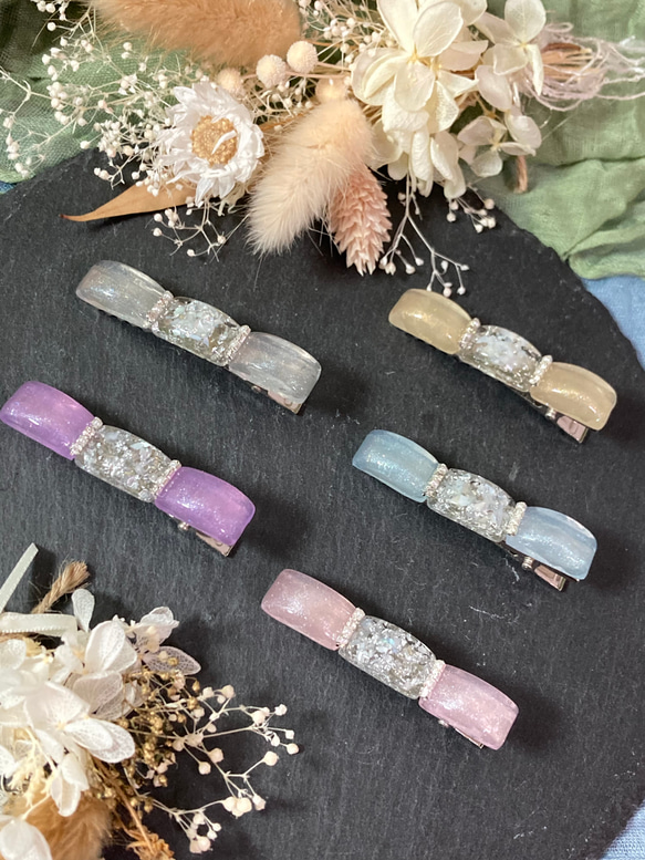 受注112 ヘアクリップ　ハンドメイド　ヘアアクセサリー　シェル　パール 受注112 ヘアクリップハンドメイドヘアアクセサリーシェルパール