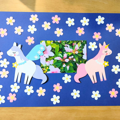 ラミネート可 写真 色紙 手紙 壁面 アルバム 飾り パーツ ～桜舞う