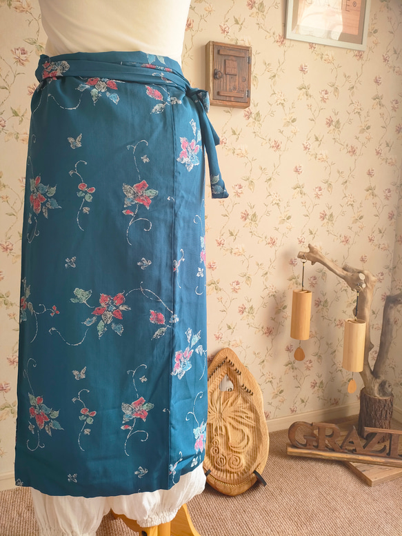 JaponismGRAZIE　silkwrap skirt～blueflower～ 3枚目の画像