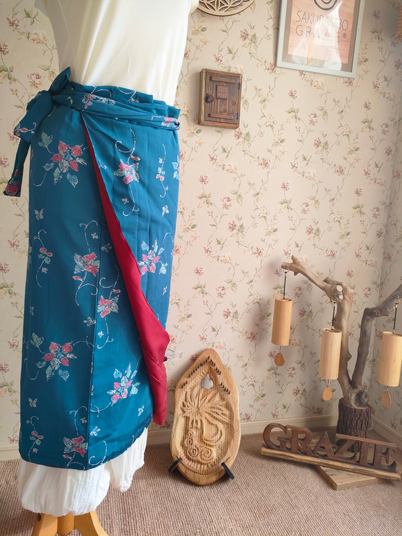 JaponismGRAZIE　silkwrap skirt～blueflower～ 2枚目の画像