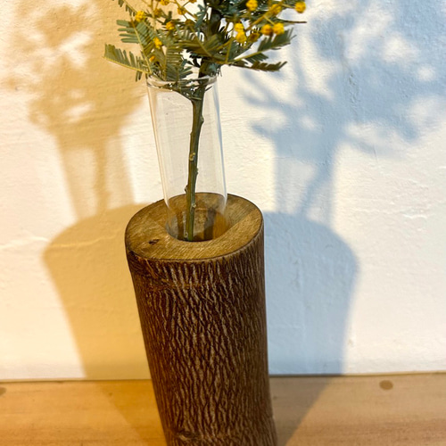 天然木の花瓶 ケヤキ 小 皮付きナチュラル No,97 一輪挿し・花瓶