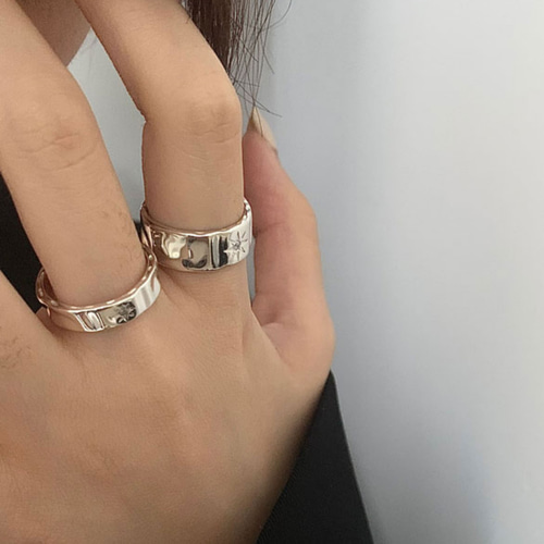 シルバー925 カップルリング スターダストジルコニア リング