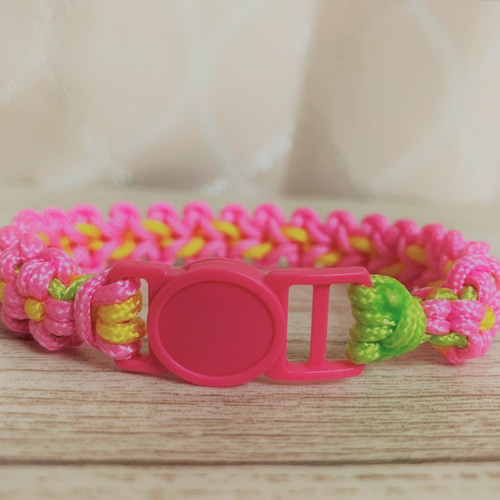 猫用首輪（ピンクフラワー）安全セイフティーバックルのパラコード首輪