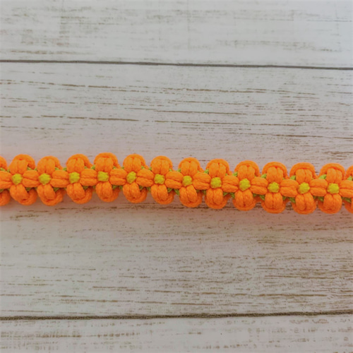 猫用首輪（オレンジフラワー）安全セイフティーバックルのパラコード