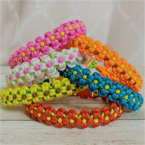 猫用首輪（オレンジフラワー）安全セイフティーバックルのパラコード