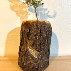 天然木の花瓶 ヒノキ 大 皮付きナチュラル No,102 2枚目の画像