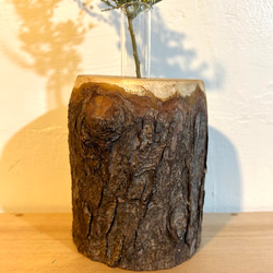 天然木の花瓶 ヒノキ 大 皮付きナチュラル No,102 4枚目の画像
