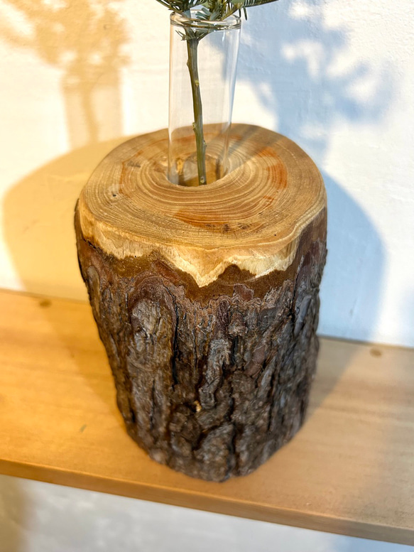 天然木の花瓶 ヒノキ 大 皮付きナチュラル No,102 6枚目の画像