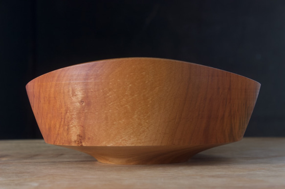 wooden bowl 24cm ヤマザクラ ダイニング 店舗什器などに 4枚目の画像