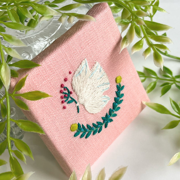 北欧風ことりと草花の刺繍パネル【hokuo】#244 3枚目の画像